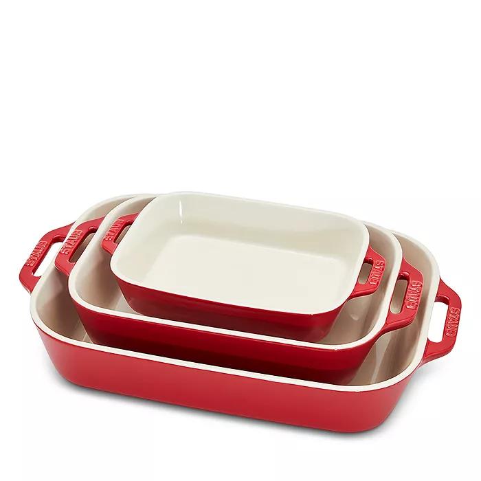 Staub 3 Pc Rectangular Stoneware Bakers Set