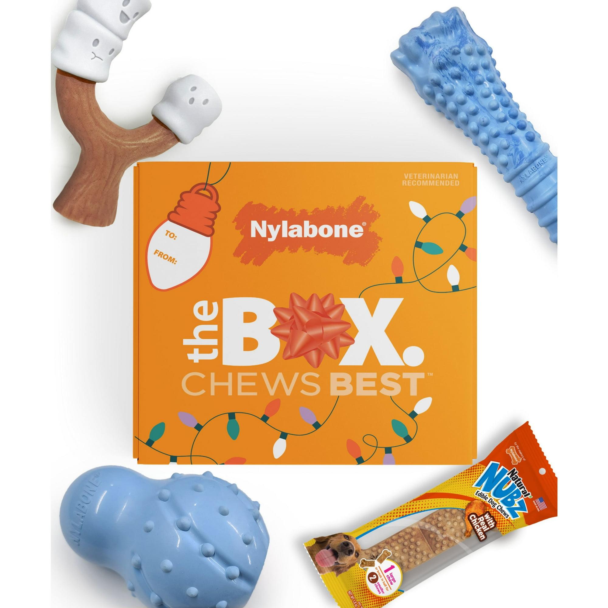 Nylabone Strong Chew Holiday Box - Large Chew Toys & Treat Gift Box Large/Giant - Up to 50 lbs. (4 Count)
