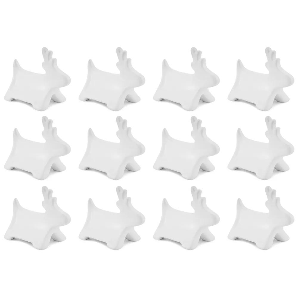 AuldHome Design Reindeer Place Card Holders 12pk, Ceramic Reusable Christmas Place Markers for Table
