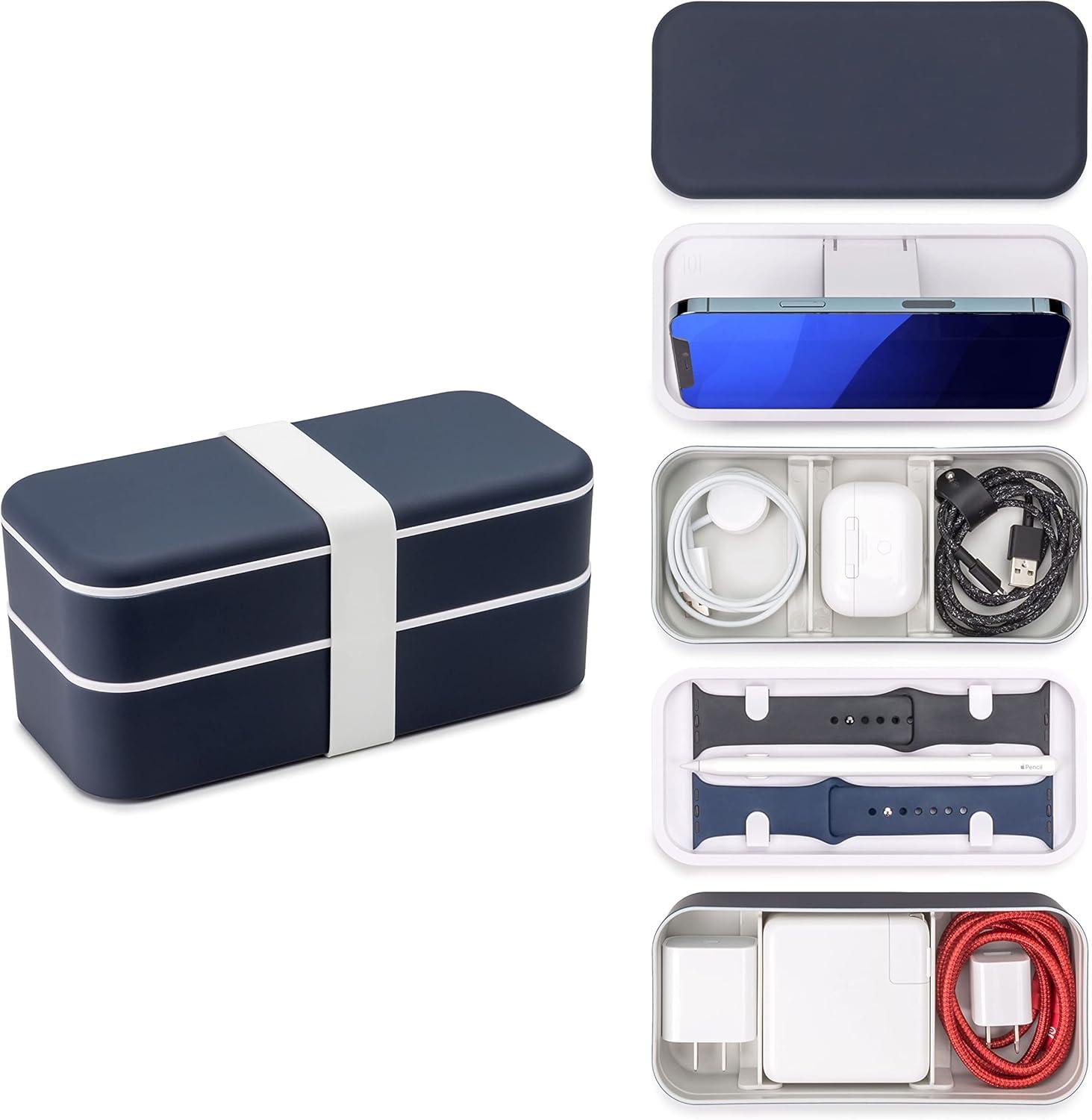 Function 101 BentoStack Tech Accessory and Cable Organizer for Both Travel and Workspace Use - Compatible with Apple Products and Accessories, Navy (New Version)