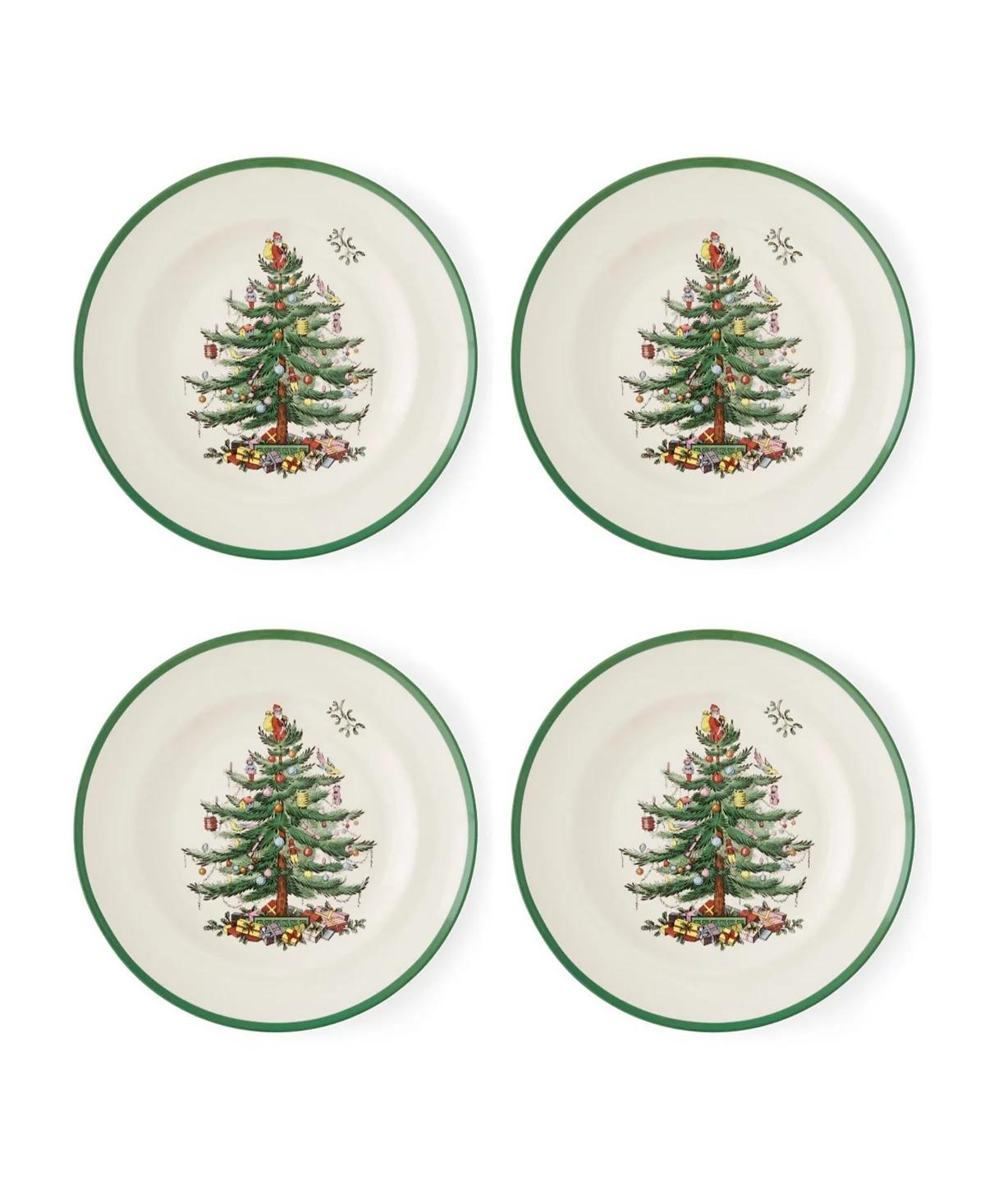 Spode Christmas Tree Dinner Plates, Set of 4