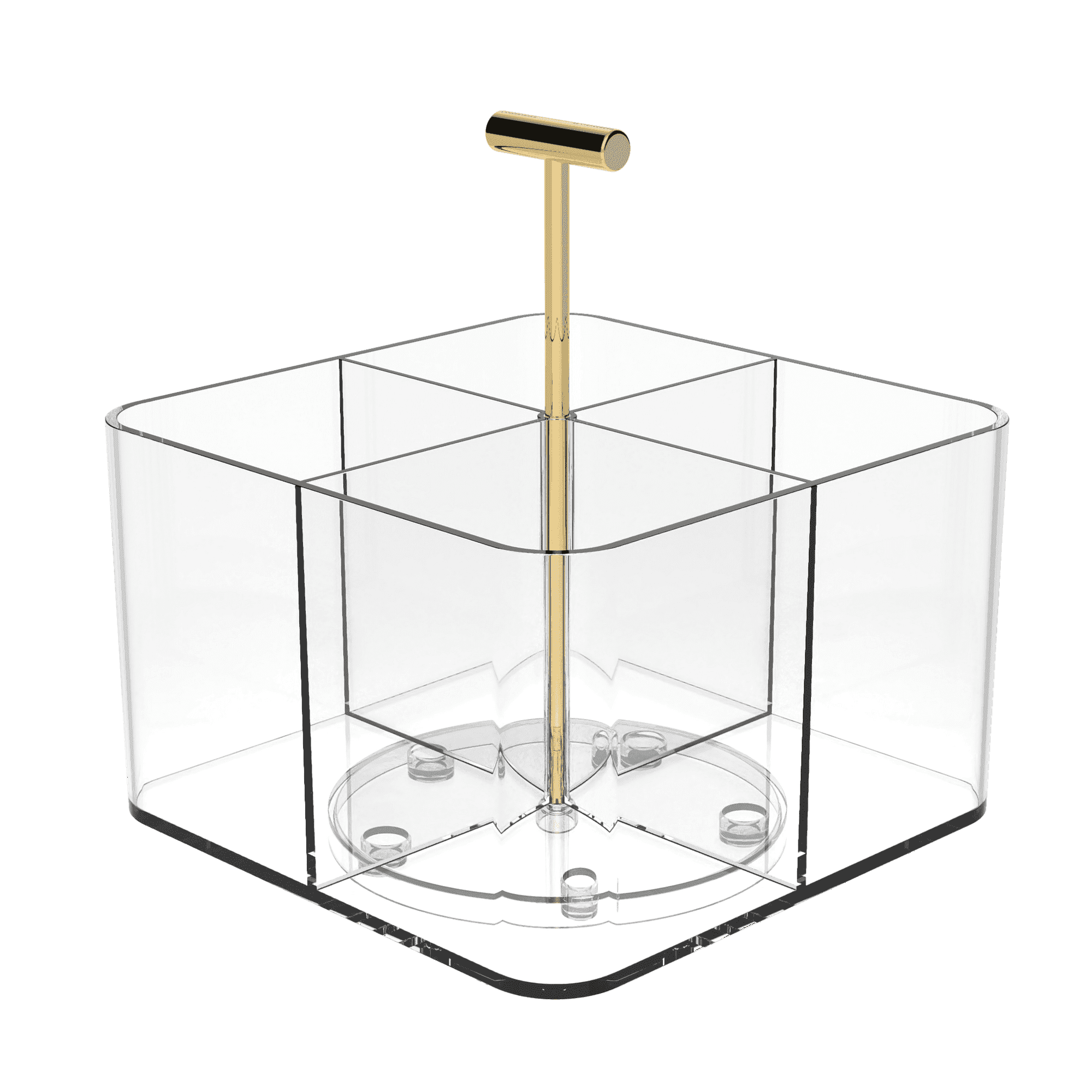 Pen+Gear Acrylic Rotating Desk Organizer, 6.57 in x 6.57 in x 7.28 in, 4 Compartments, Clear