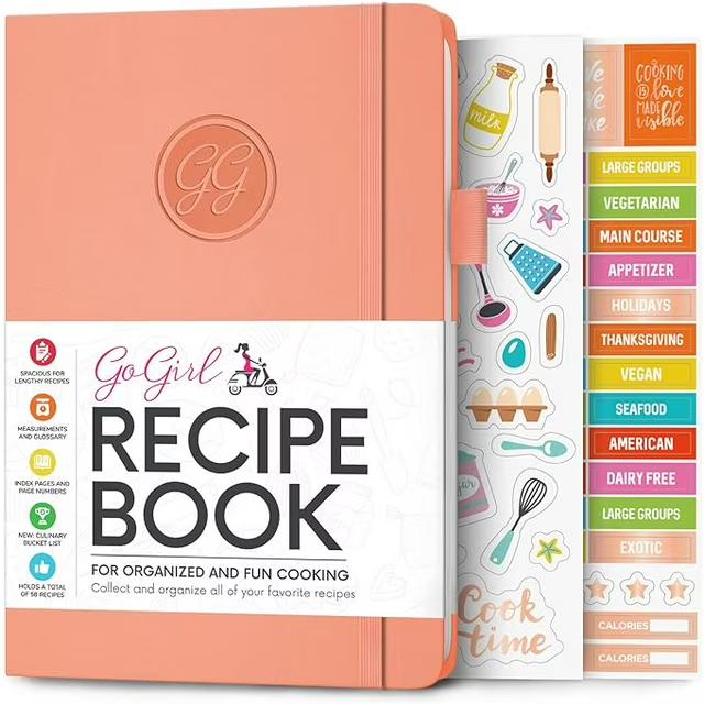 GoGirl Recipe Book – Blank Cookbook to Write In Your Own Recipes